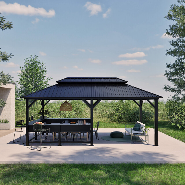 Sojag Bondi 1220 metalen paviljoen met vast dak 3,5 x 6 m - 3619593 large