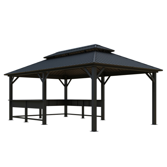 Sojag Bondi 1220 metalen paviljoen met vast dak 3,5 x 6 m - 3619593 large