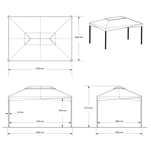 Sojag Malta 1014 aluminium paviljoen 3x4 mtr met afneembaar stoffen dak 3619578 large