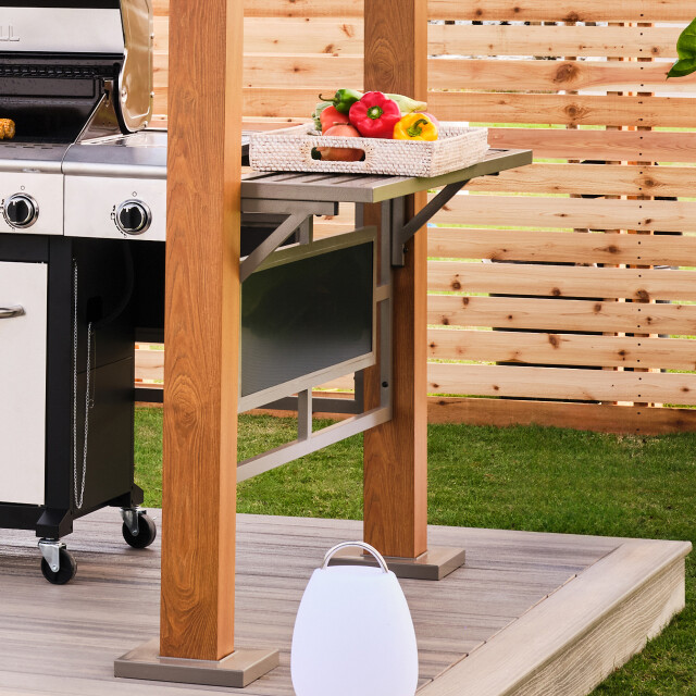 Sojag Maui aluminium bbq grillpaviljoen in houtlook 158x249x278 cm 3619618 large
