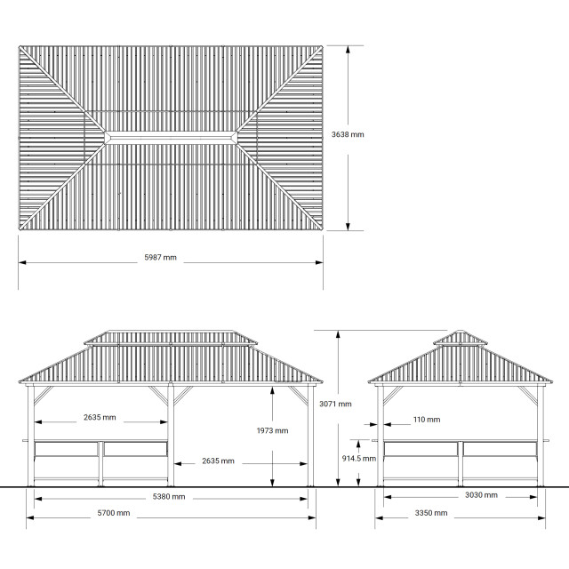 Sojag Bondi 1220 metalen paviljoen met vast dak 3,5 x 6 m - 3619593 large