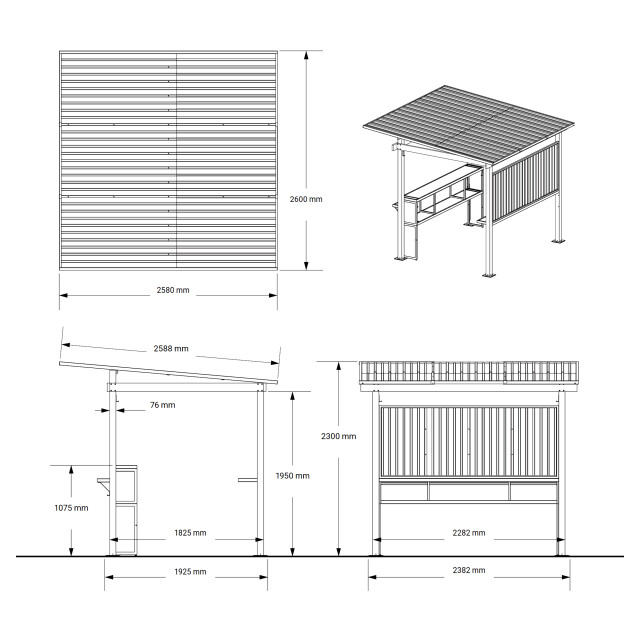 Sojag München buitenbar metalen tuinbar 260x260 cm 3619627 large