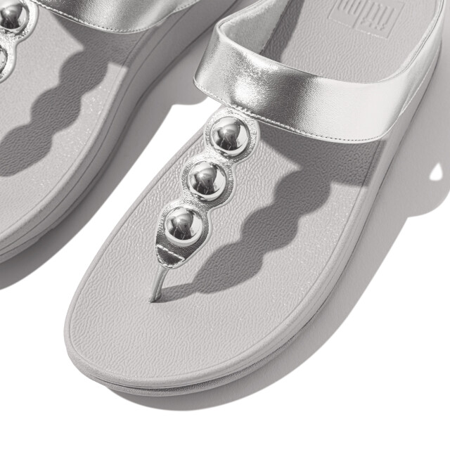 FitFlop Fino mirror-dome metallic-leather toe-post sandals II2 large