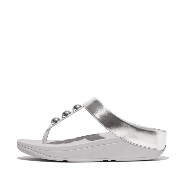 FitFlop Fino mirror-dome metallic-leather toe-post sandals II2 large