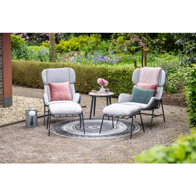 Garden Impressions 5-delige set - 2x loungestoel livorno + voetenbank & tafeltje 3177406 large
