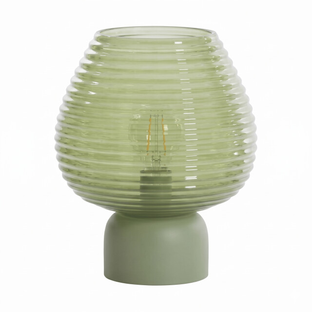Casa di Elturo Led tafellamp liora glazen – geribbeld glas – Ø18 x 23 cm – draadloze 2297577 large