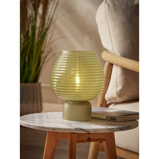 Casa di Elturo Led tafellamp liora glazen – geribbeld glas – Ø18 x 23 cm – draadloze 2297577 large