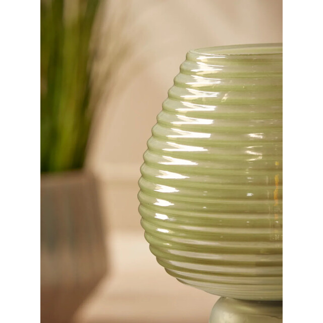Casa di Elturo Led tafellamp liora glazen – geribbeld glas – Ø18 x 23 cm – draadloze 2297577 large