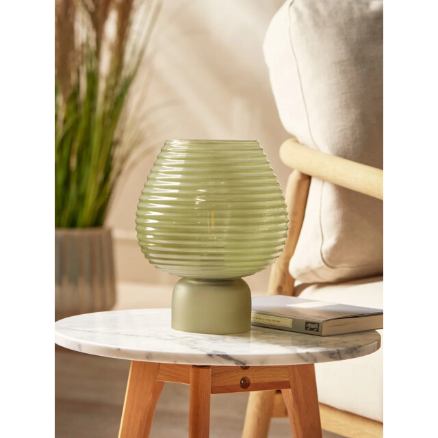 Casa di Elturo Led tafellamp liora glazen – geribbeld glas – Ø18 x 23 cm – draadloze 2297577 large