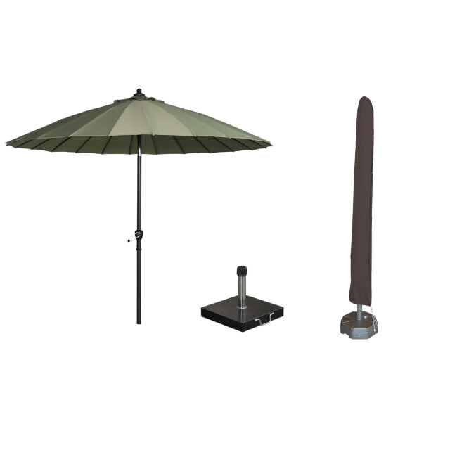 Garden Impressions Manilla parasolset olijf met voet 30 kg en hoes 3626176 large