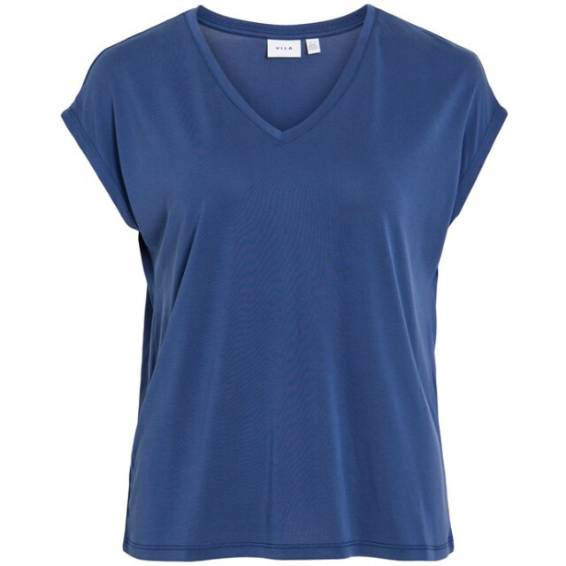 Vila vitevira v-neck ss top/vol 14114734 medium blue denim 06613.265.0001 large