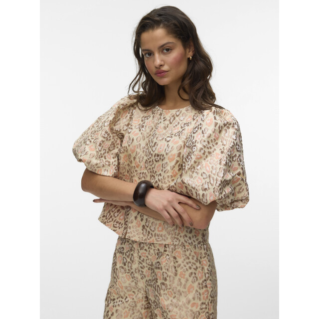 Vero Moda vmbarbara 2/4 o-neck top exp 10352600 birch leopard 06613.198.0211 large