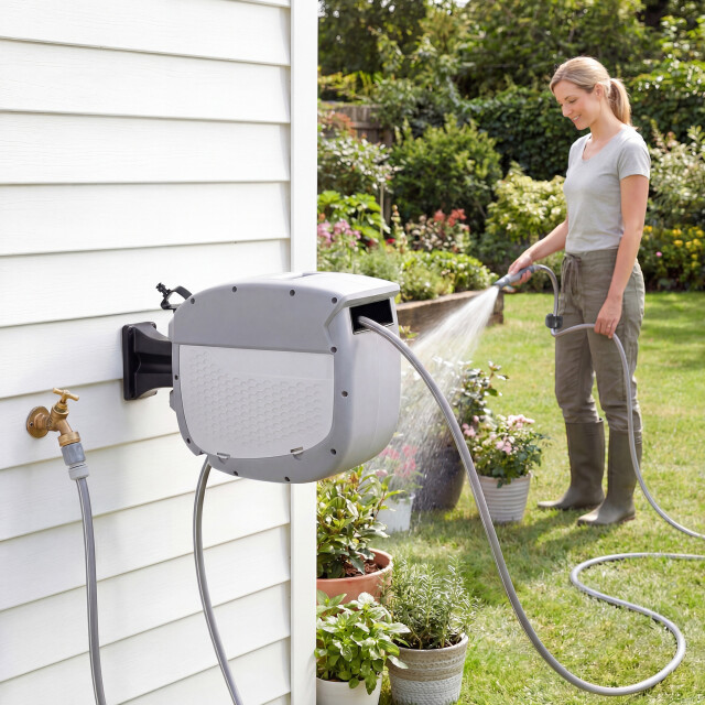 4goodz Wandbox slanghaspel met tuinslang 30 m -180° draaibaar met oprolfunctie 3630059 large