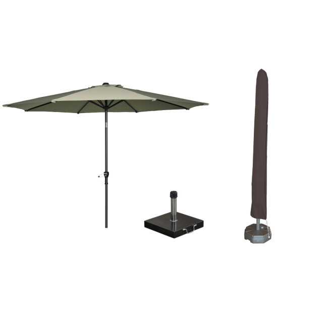 Garden Impressions Lotus parasolset Ø300 cm olijf met voet en hoes 3626944 large