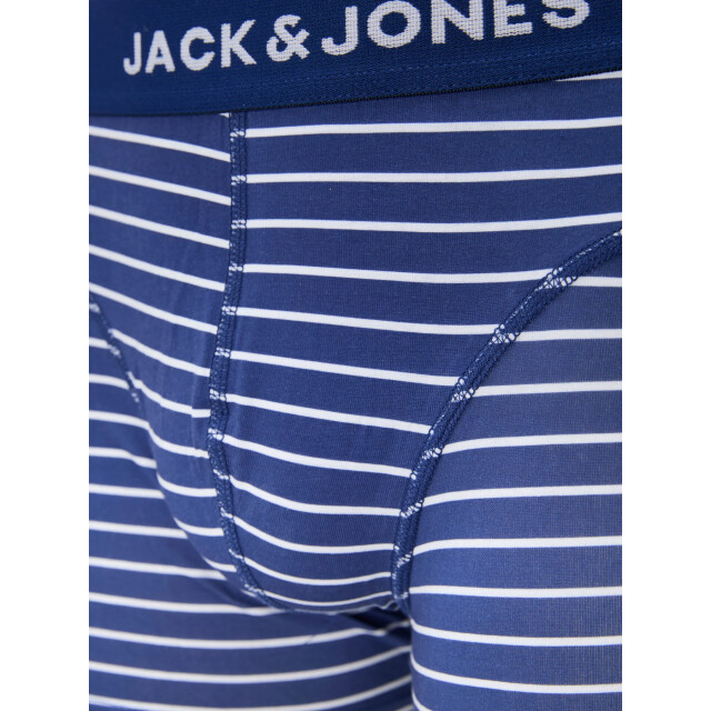 Jack & Jones Heren boxershorts trunks jackevin 3-pack gestreept/bladeren print donker 12296254-Bellwether Blue large