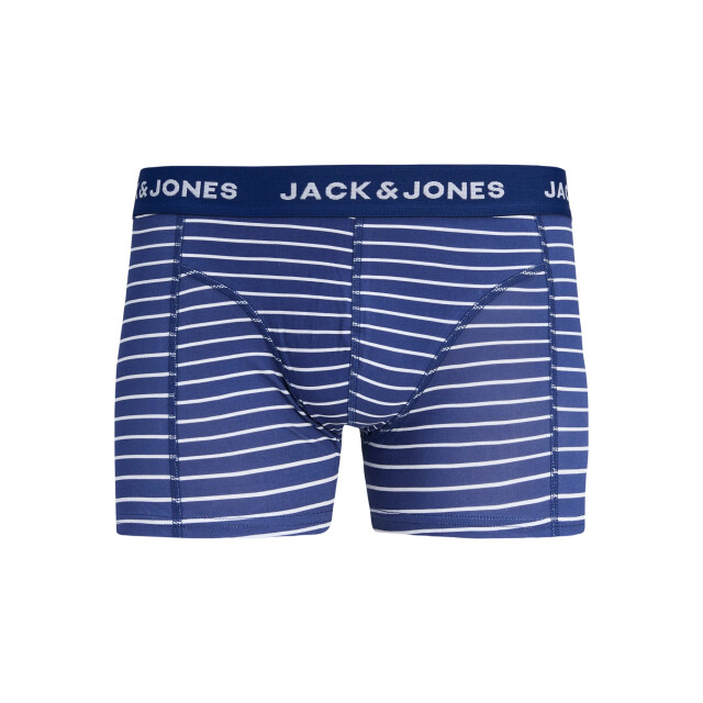 Jack & Jones Heren boxershorts trunks jackevin 3-pack gestreept/bladeren print donker 12296254-Bellwether Blue large
