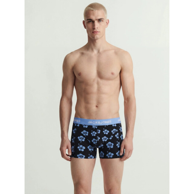 Jack & Jones Heren boxershorts trunks jacmaudo gebloemd 3-pack donkerblauw/zwart 12296236-Pageant Blue large