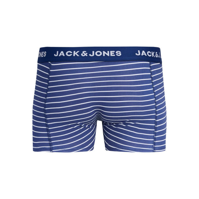 Jack & Jones Heren boxershorts trunks jackevin 3-pack gestreept/bladeren print donker 12296254-Bellwether Blue large