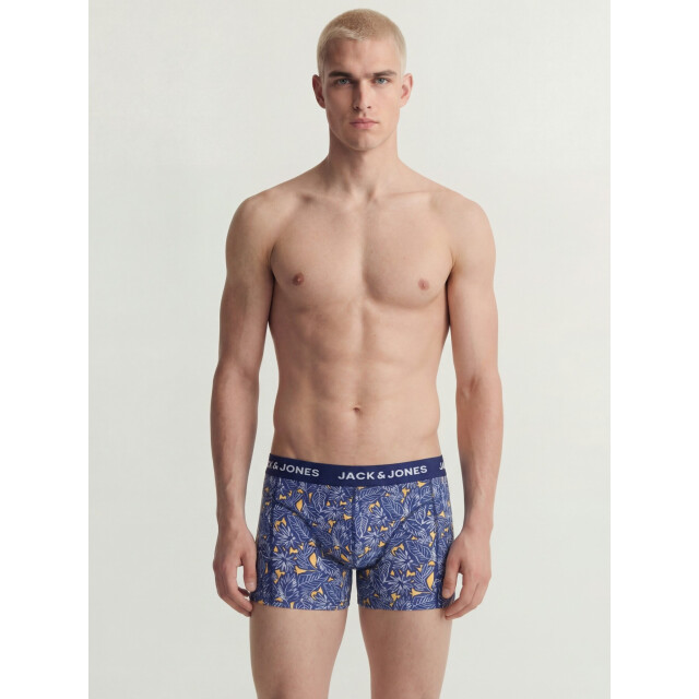 Jack & Jones Heren boxershorts trunks jackevin 5-pack gestreept/bladeren print donker 12303741-Bellwether Blue large