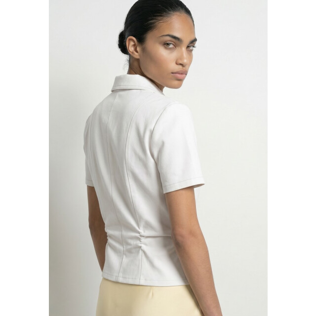 Hypedrop Hdnicolette ss gathered zip shirt beige 4279.05.0037 large