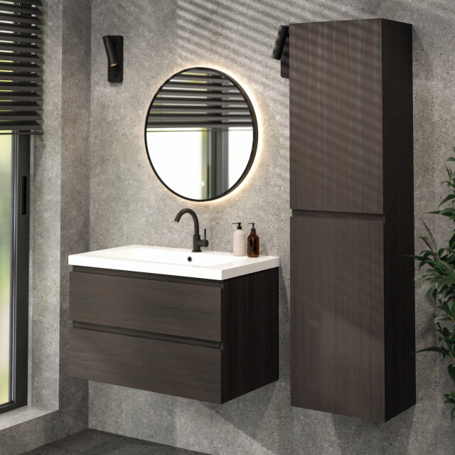 Mirlux Badkamermeubel sova 80cm walnoot hout wastafel wit 3620250 large
