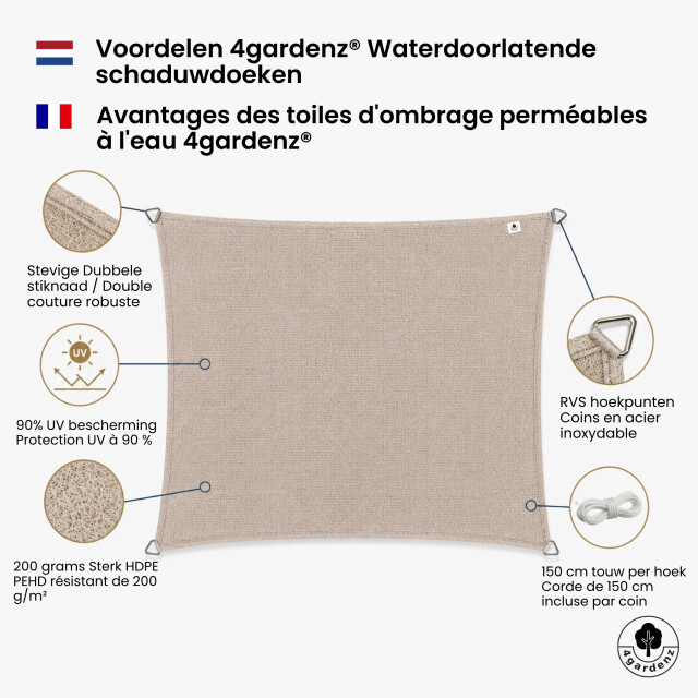 4gardenz Schaduwdoek waterdoorlatend rechthoek 3x5 mtr - 3621999 large