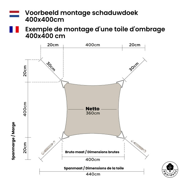 4gardenz Schaduwdoek waterdoorlatend vierkant 3x3 mtr - 3621987 large