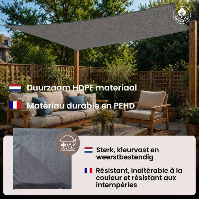4gardenz Schaduwdoek waterdoorlatend rechthoek 3x5 mtr - 3621998 large