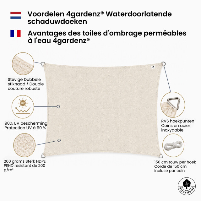 4gardenz Schaduwdoek waterdoorlatend rechthoek 3x5 mtr - 3621997 large