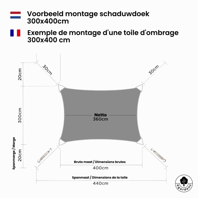 4gardenz Schaduwdoek waterdoorlatend rechthoek 3x5 mtr - 3621998 large