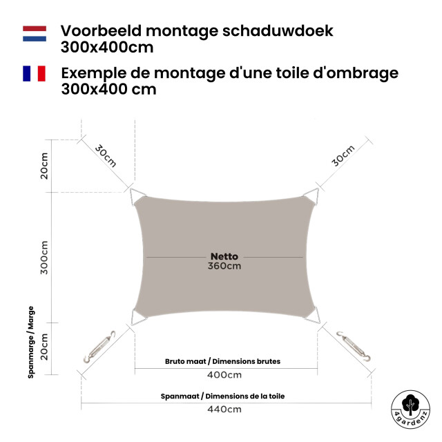 4gardenz Schaduwdoek waterdoorlatend rechthoek 3x5 mtr - 3621999 large