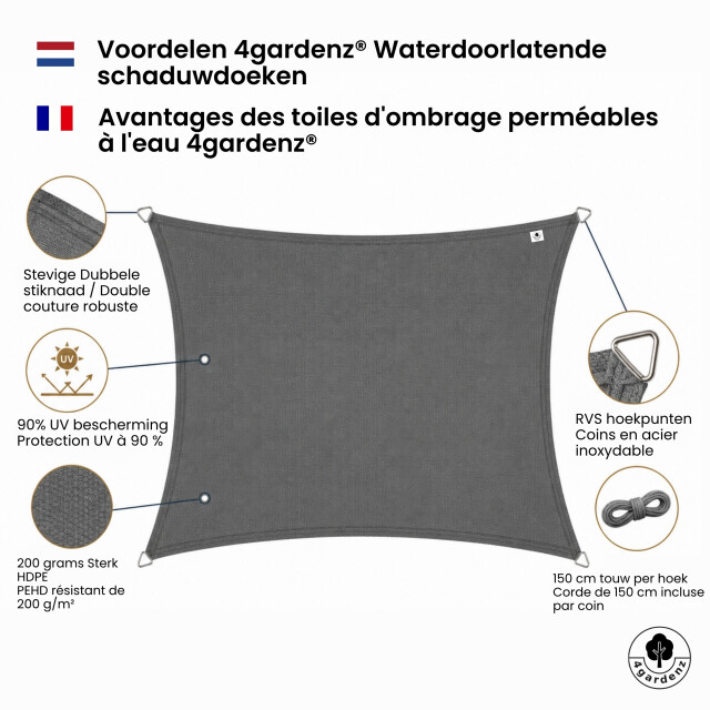 4gardenz Schaduwdoek waterdoorlatend rechthoek 3x5 mtr - 3621998 large