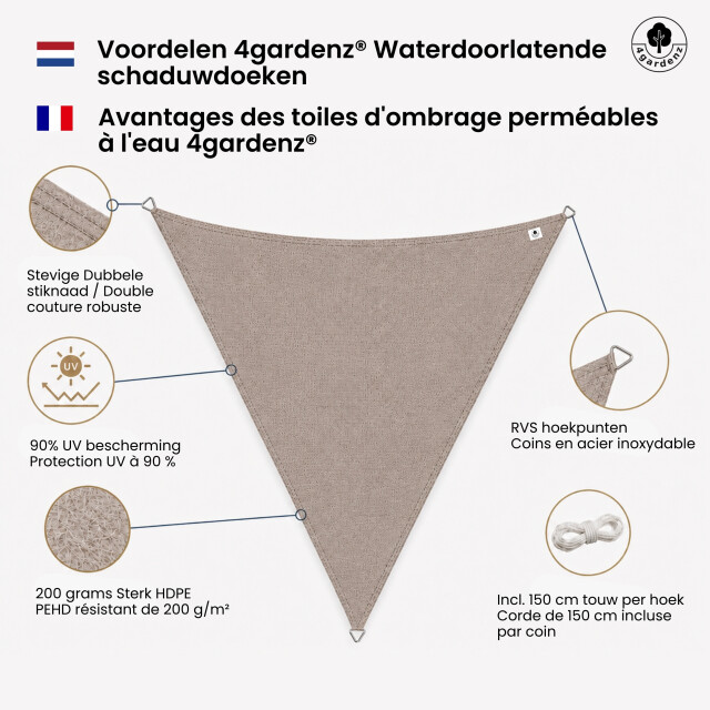 4gardenz Schaduwdoek waterdoorlatend driehoek 3x3x3 mtr - 3621991 large