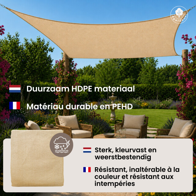 4gardenz Schaduwdoek waterdoorlatend vierkant 5x5 mtr - 3622024 large
