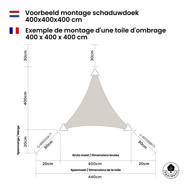 4gardenz Schaduwdoek waterdoorlatend driehoek 3x3x3 mtr - 3621989 large