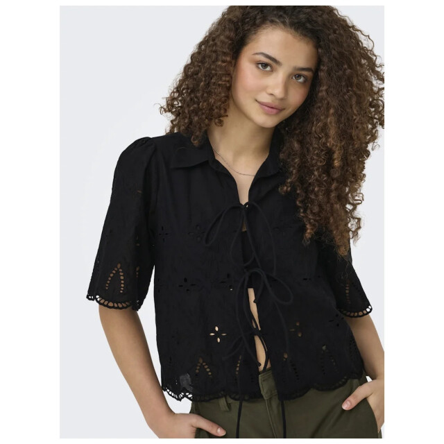 Only Onlfrani s/s emb bow top wvn black 15375567-177911 large