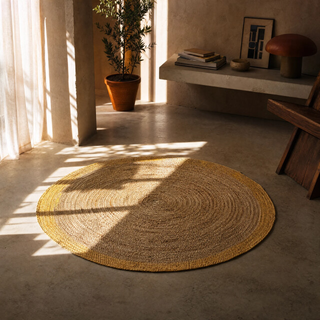 Muratap Jaipur jute rond vloerkleed geel- 160 cm rond 3627920 large