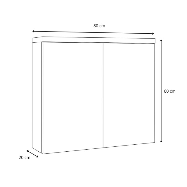 Badplaats Spiegelkast toledo 80 x 20 x 60 cm – – badkamerkast badkamer 3629179 large