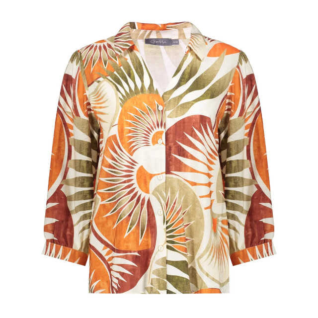 Geisha 63483 250 blouse dark orange green camel 63483 250 large