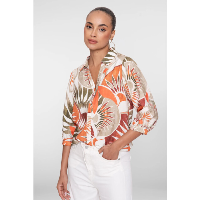Geisha 63483 250 blouse dark orange green camel 63483 250 large