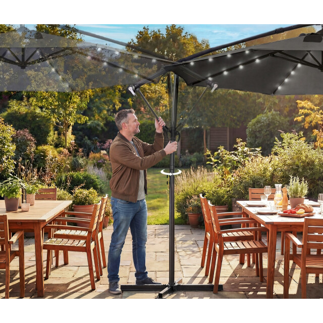 4goodz Zweefparasol-set led zonne-energie lampjes ca 300cm met voet en 3630057 large