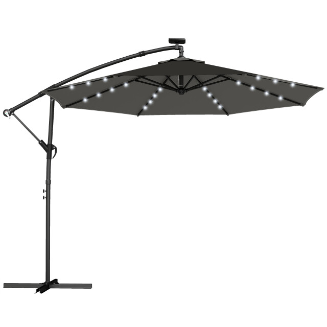4goodz Zweefparasol-set led zonne-energie lampjes ca 300cm met voet en 3630057 large