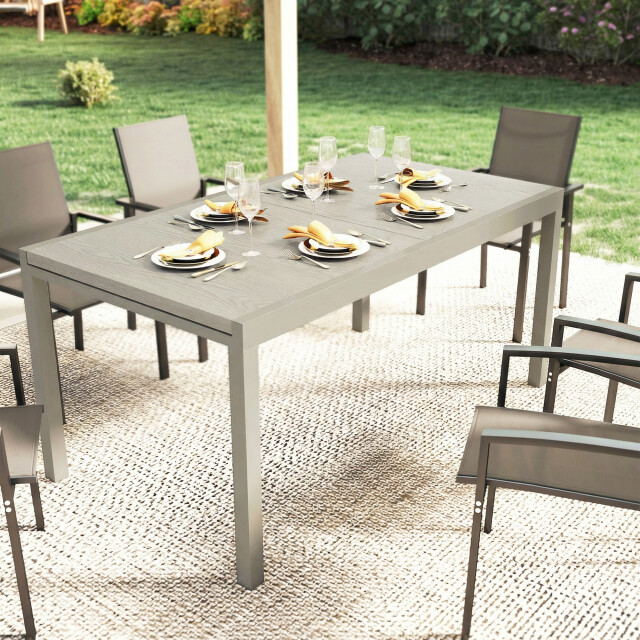 4goodz Tuintafel uitschuifbaar weerbestendig aluminium 154/214 cm lichtgrijs 3630058 large