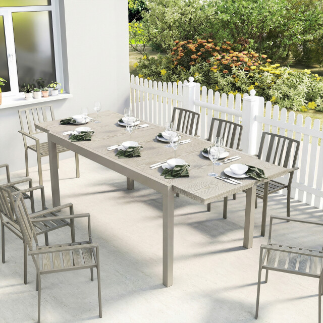 4goodz Tuintafel uitschuifbaar weerbestendig aluminium 154/214 cm lichtgrijs 3630058 large