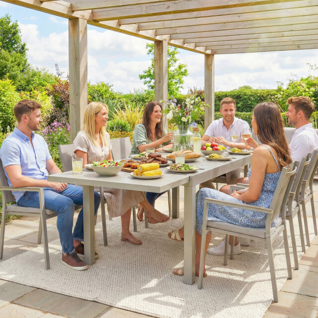4goodz Tuintafel uitschuifbaar weerbestendig aluminium 154/214 cm lichtgrijs 3630058 large