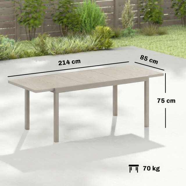 4goodz Tuintafel uitschuifbaar weerbestendig aluminium 154/214 cm lichtgrijs 3630058 large