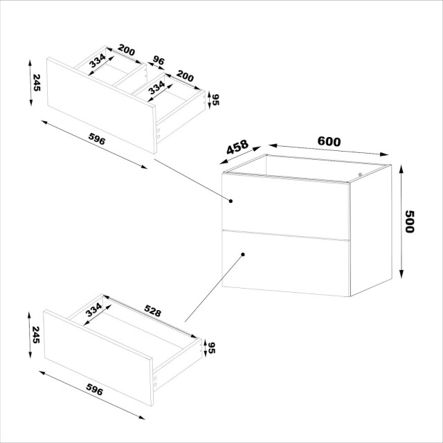 Badplaats Badkamermeubel calen 60 cm – – hangend badmeubel met 2 lades 3594053 large