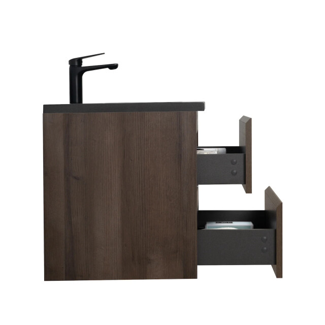 Badplaats Badkamermeubel set angela 60 cm – bruin – badmeubel met zwarte 3567327 large