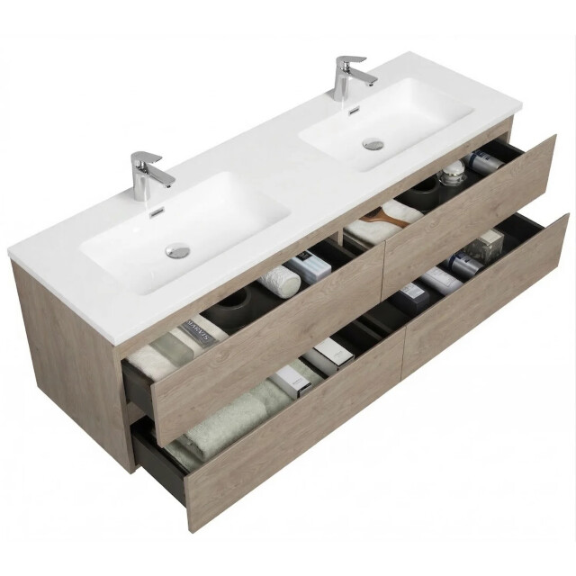 Badplaats Badkamermeubel set angela 160 x 48 cm – kastanje – badmeubel met 3567300 large