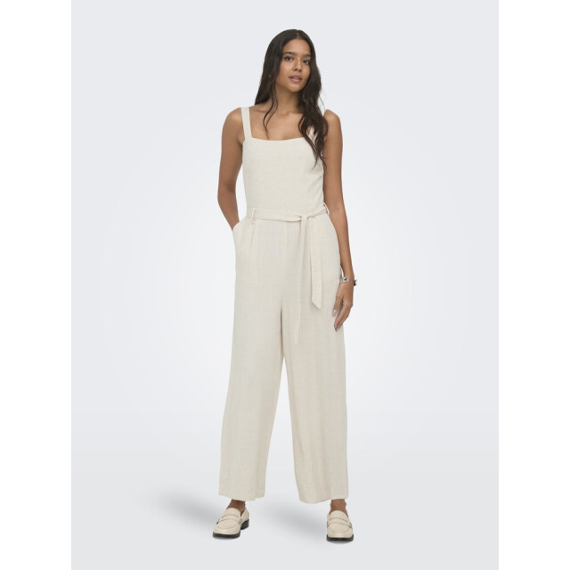 Only Onlsiesta linen bl belt jumpsuit pnt beige 4199.05.0005 large